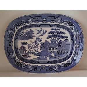 Blue Willow Oval Serving Platter 14 Inch - Made in Japan